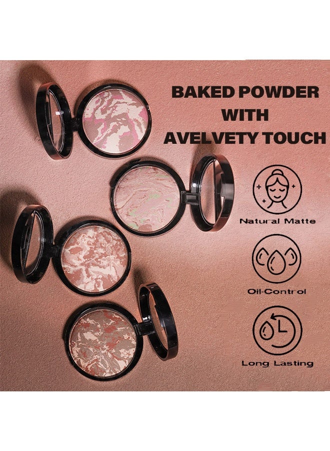 YOUNG VISION Pressed Powder Foundation Makeup, Baked Color Blush & Color Correcting Powder, Buildable Light to Medium Makeup Converage for Face and Cheeks, Matte Finished  #02 - Image 4