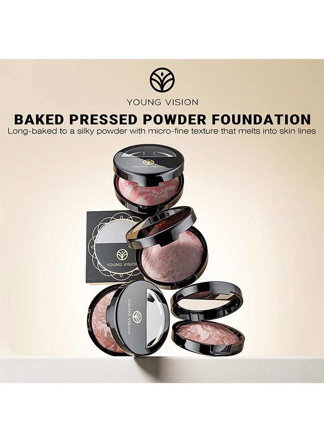 YOUNG VISION Pressed Powder Foundation Makeup, Baked Color Blush & Color Correcting Powder, Buildable Light to Medium Makeup Converage for Face and Cheeks, Matte Finished  #02 - Image 3