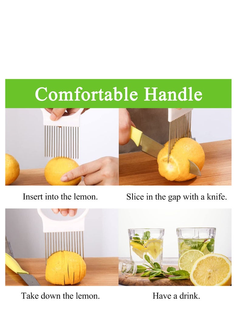 Excefore Onion Holder, 4 Pcs Onion Slicer Holder, Stainless Steel Vegetable Slicer Holder and Onion Chopper Peelers, for Slicing Cutting Vegetable Tomato Potato Fruit Meat Kitchen Gadgets Tools  - Image 5