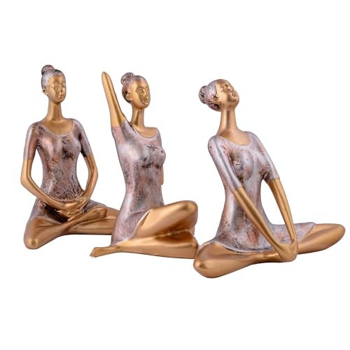 zart Yoga Posture Lady Statue Figurine for Home Yoga Statue in Decor (Golden,Cooper) - Image 4