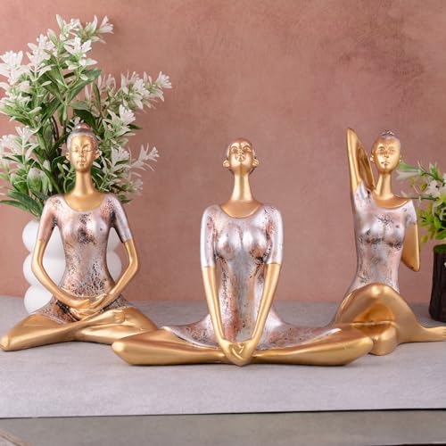zart Yoga Posture Lady Statue Figurine for Home Yoga Statue in Decor (Golden,Cooper) - Image 1