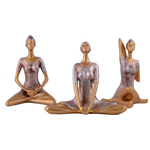 zart Yoga Posture Lady Statue Figurine for Home Yoga Statue in Decor (Golden,Cooper) - Image 3
