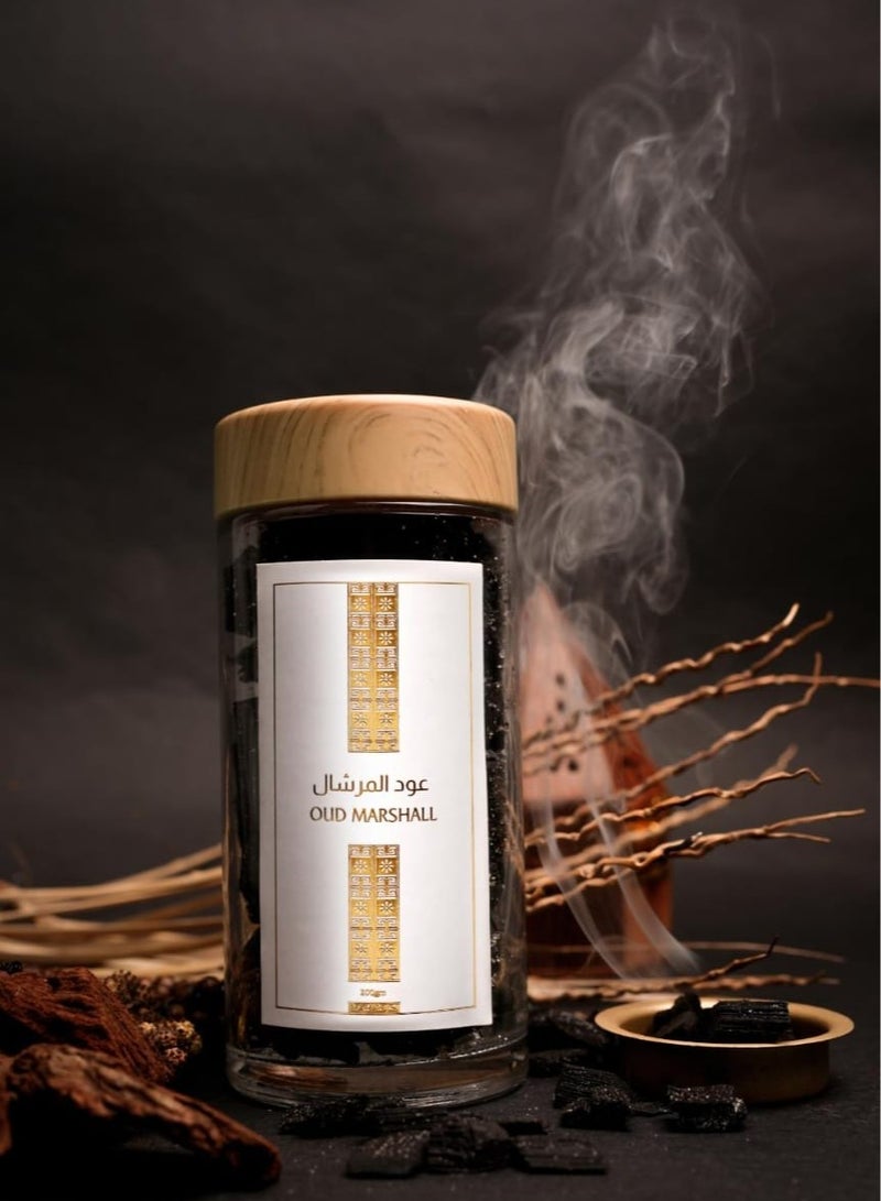 MISNAD Oud Marshall Muattar 100% Pure Oriental Oud Bakhoor | 220g Long Lasting Aroma | Premium Arabic Incense | Refreshing Scent Inspired by Nature - Image 1