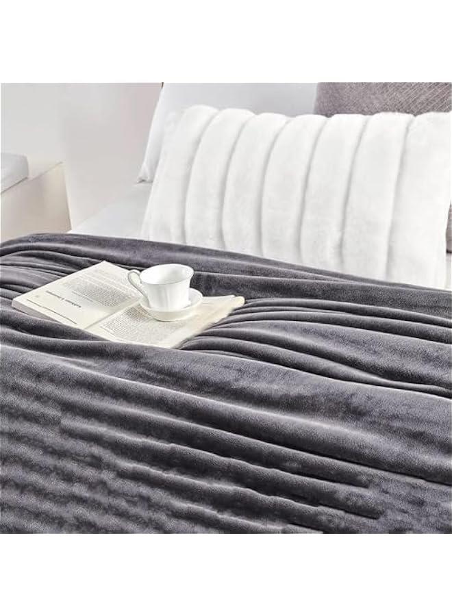 HOOKOR Fleece Blanket,280GSM Plush Throw Fuzzy Lightweigh, Super Soft Microfiber Flannel Blankets for Couch, Bed, Sofa Ultra Luxurious Warm and Cozy for All Seasons (Gray, 200x230cm) - Image 2