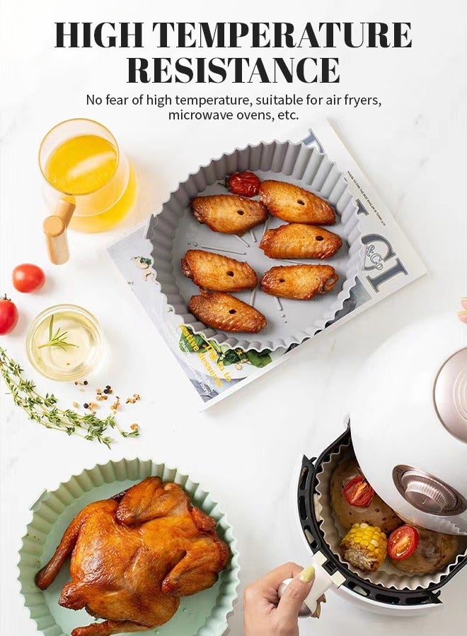 2 قطعة من بطانات السيليكون لمقلاة الهواء، وعاء سيليكون لمقلاة الهواء قابل لإعادة الاستخدام صالح للطعام ومقاوم للحرارة العالية، بديل لـ ورق البرشمان القابل للاشتعال - Image 4