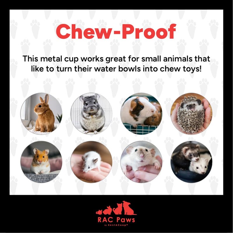 RentACoop Rac Paws by RentACoop DIY Auto-Fill Metal Cup Waterer Kit - Great for Small Animals, Pets, Bunnies, Ferret, Chickens, Hamsters, Guinea Pigs, Rabbits, Chinchillas, Mice, Rats - 2 Pack - Image 4