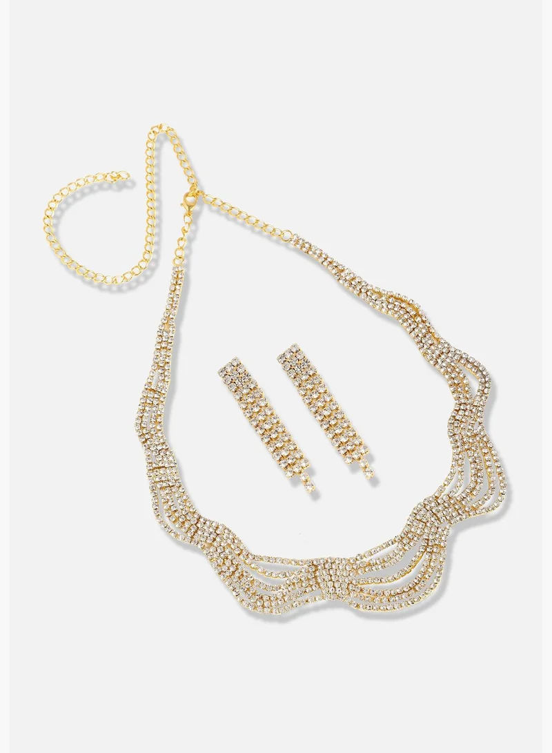 SOHI Silver Plated Designer Party Necklace and Earring Set For Women