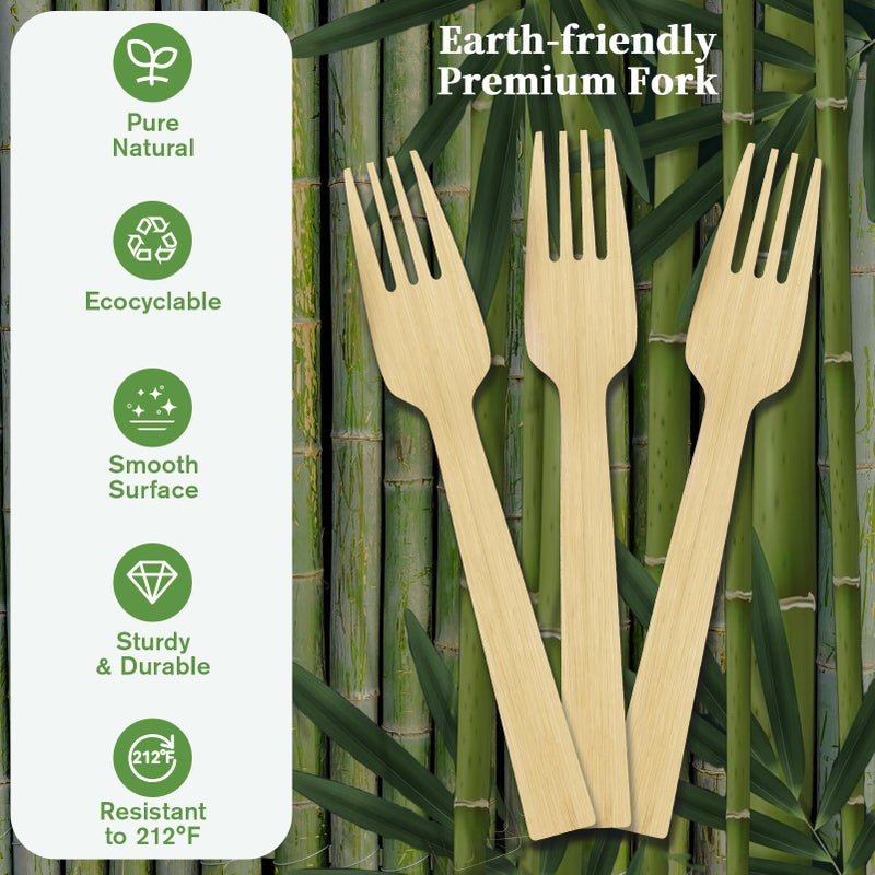 ECOLipak 300 Count Bamboo Forks Disposable  6.7 Inch No Splinters Heavy Duty Bamboo Disposable Compostable Forks for Party  Wedding  Camping  Traveling  Family Dinners  Large Events - Image 2