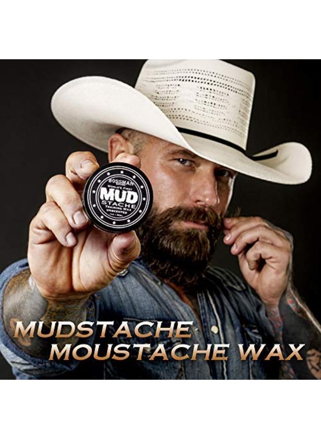 bossman - Mudstache Wax Unscented Mustache Wax - Mustach Grooming Care - Strong Hold For Taming, Training And Styling (1Oz) - Image 1