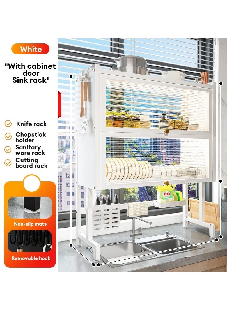 DubaiGallery Organized Home 3 Tier Stainless Steel Length Expandable Kitchen Dish Rack Dish Drying Rack Over Sink Adjustable Large Dish Rack Drainer for Kitchen Organizer Storage Space Saver - Image 1