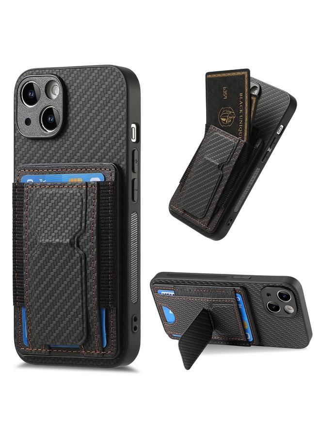 Zaboon Case For iPhone 13 Carbon Fiber Fold Stand Elastic Card Bag Phone Case - Image 1