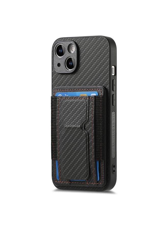 Zaboon Case For iPhone 13 Carbon Fiber Fold Stand Elastic Card Bag Phone Case - Image 2