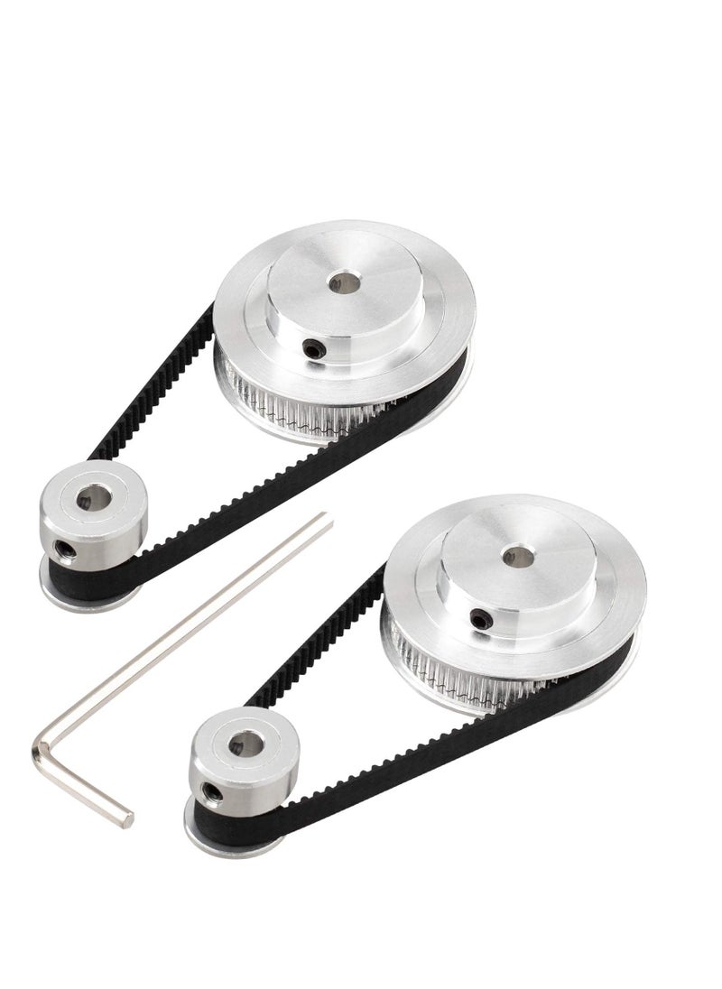 3D Printer Aluminum Timing Belt Pulley Wheel, 2 Kit GT2 Synchronous Wheel 20 & 60 Teeth 5mm Bore, Aluminum Timing Pulley with 2 pcs Length 200mm Width 6mm Belt (bore 5mm (2pcs a Set))  - Image 1