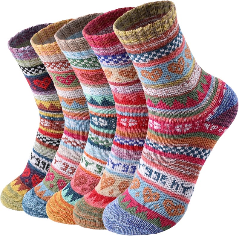 Luckam 5 أزواج من جوارب الصوف، جوارب شتوية للنساء والرجال، جوارب دافئة سميكة ومريحة للطقس البارد - Image 1