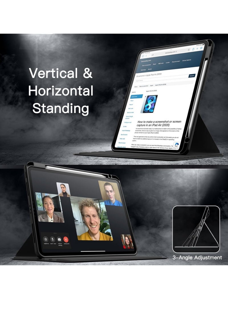 كابتن تيك - حافظة لجهاز iPad Air 13 بوصة M2(2024) حافظة iPad Pro 12.9 (2022/2021 الجيل السادس/الخامس) مرفق مغناطيسي قوي حافظة حامل ثلاثية الطي تدعم قلم رصاص برو وقلم رصاص (USB-C) سلسلة ارتداد - Image 1