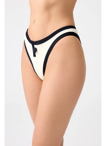 Los Ojos x Melodi Cream-Black Brazilian Model Bikini Bottom Vintage Bottom