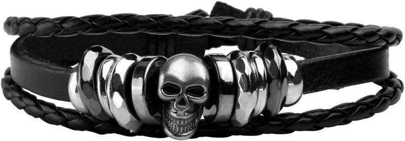 Mafnee Store Manfnee 6-12PCS Braided Faux Leather Bracelet Punk Cuff Wrap Bracelets for Men Women Adjustable - Image 5