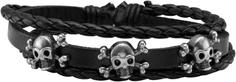 Mafnee Store Manfnee 6-12PCS Braided Faux Leather Bracelet Punk Cuff Wrap Bracelets for Men Women Adjustable - Image 2