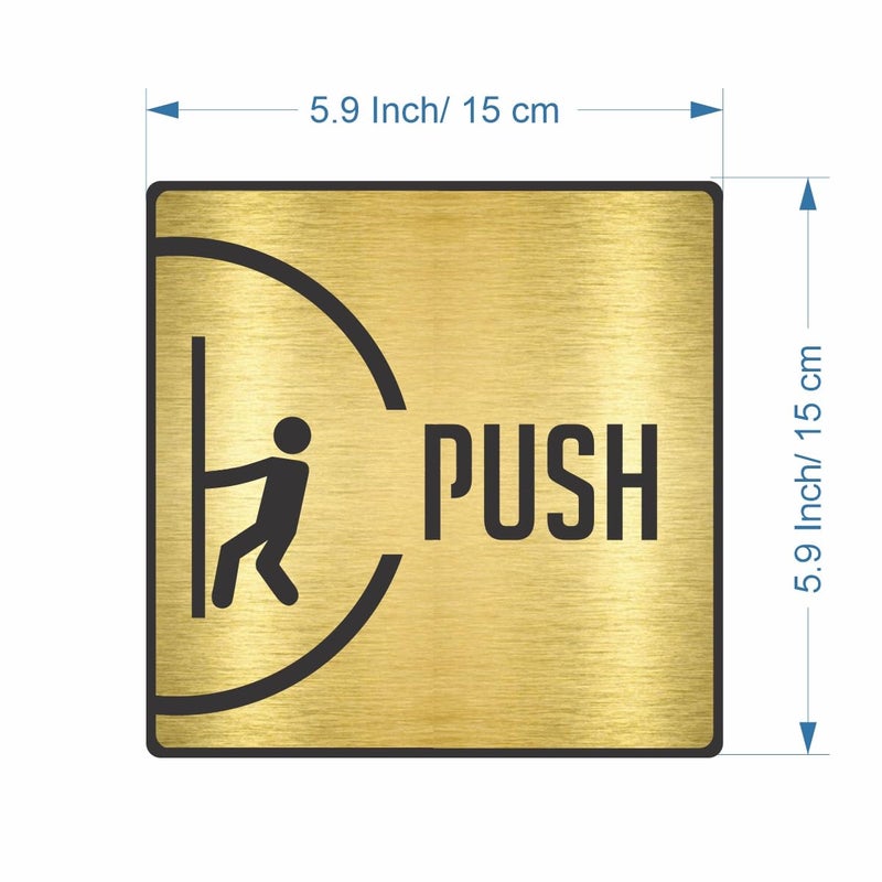 creatick studio Gold Metal finish Push Pull Stickers For Glass Door, Wooden SURFACE | Self Adhesive Metal looks Sticker | Push and Pull Stickers for Hospital Malls Office 1 set (2pcs) - Image 2