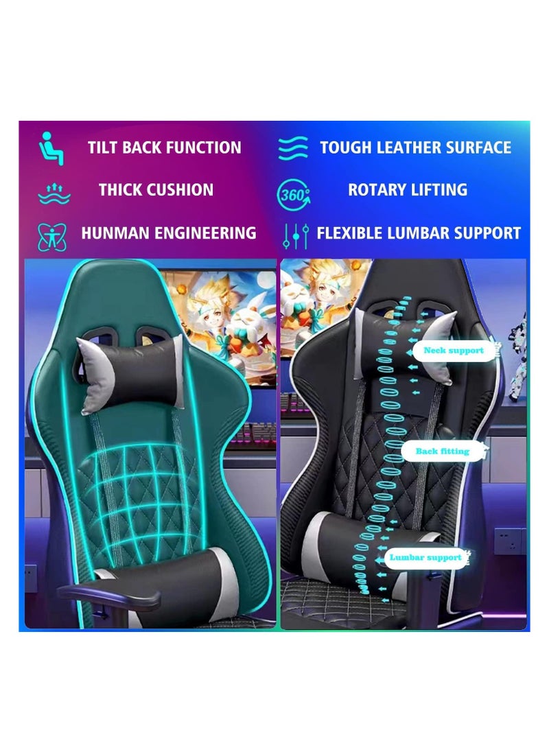 Chulovs Gaming Chair, Ergonomic Computer Gaming Chair with Footrest, Massage Lumbar Video Game Chairs, Adult Office Gamer Chair with Adjustable Seat Height and Backrest  - Image 3