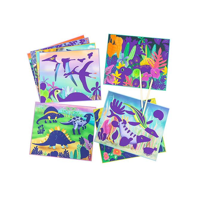 Tiger Tribe Scratch Art Dinosaurs - Vibrant Creative Play for Ages 5 , Wooden Tool Included, 20.5x3x23.5cm - Image 1