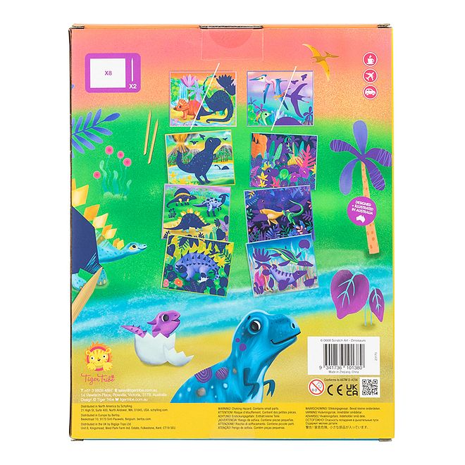 Tiger Tribe Scratch Art Dinosaurs - Vibrant Creative Play for Ages 5 , Wooden Tool Included, 20.5x3x23.5cm - Image 2