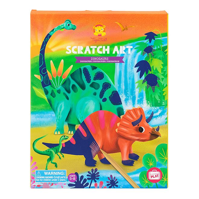 Tiger Tribe Scratch Art Dinosaurs - Vibrant Creative Play for Ages 5 , Wooden Tool Included, 20.5x3x23.5cm - Image 3
