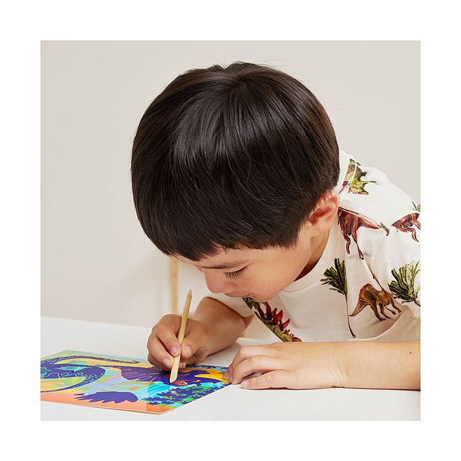 Tiger Tribe Scratch Art Dinosaurs - Vibrant Creative Play for Ages 5 , Wooden Tool Included, 20.5x3x23.5cm - Image 5