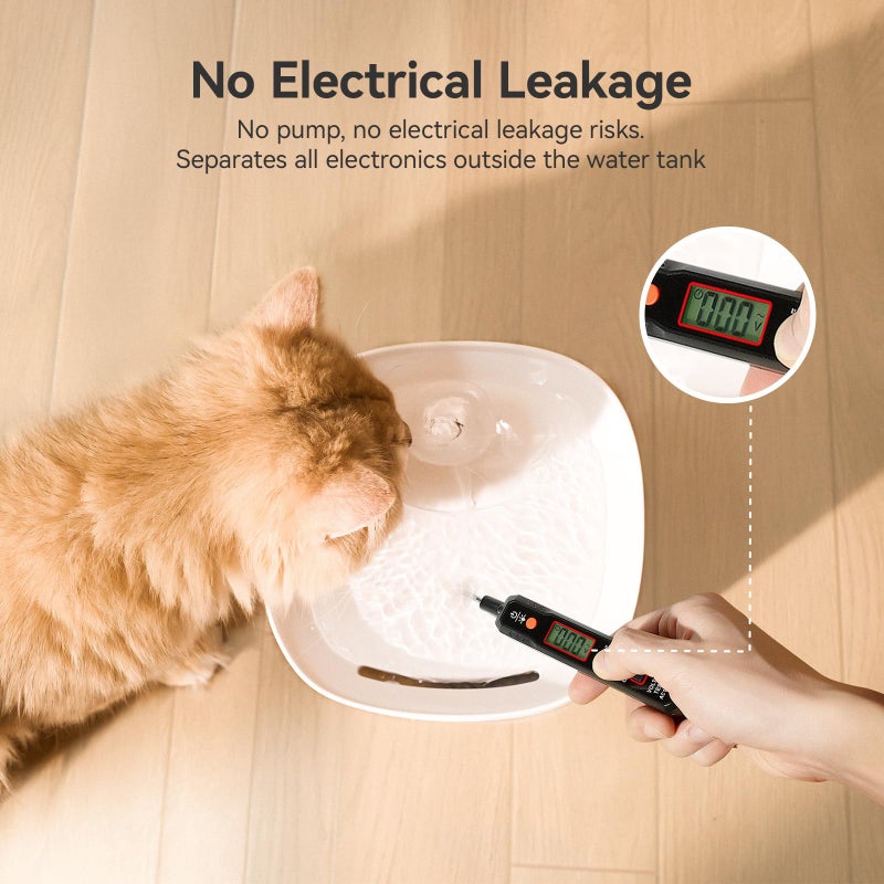 Cheerble Pumpless Cat Water Fountain, 2L/67oz Automatic Pet Fountain, Elfin E1 Lite Cat Fountain for Drinking, MagDriveâ„¢ Technology, Continuous Flow Mode, BPA-Free (White, E1 Lite) - Image 3