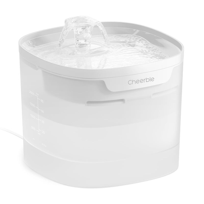 Cheerble Pumpless Cat Water Fountain, 2L/67oz Automatic Pet Fountain, Elfin E1 Lite Cat Fountain for Drinking, MagDriveâ„¢ Technology, Continuous Flow Mode, BPA-Free (White, E1 Lite) - Image 1