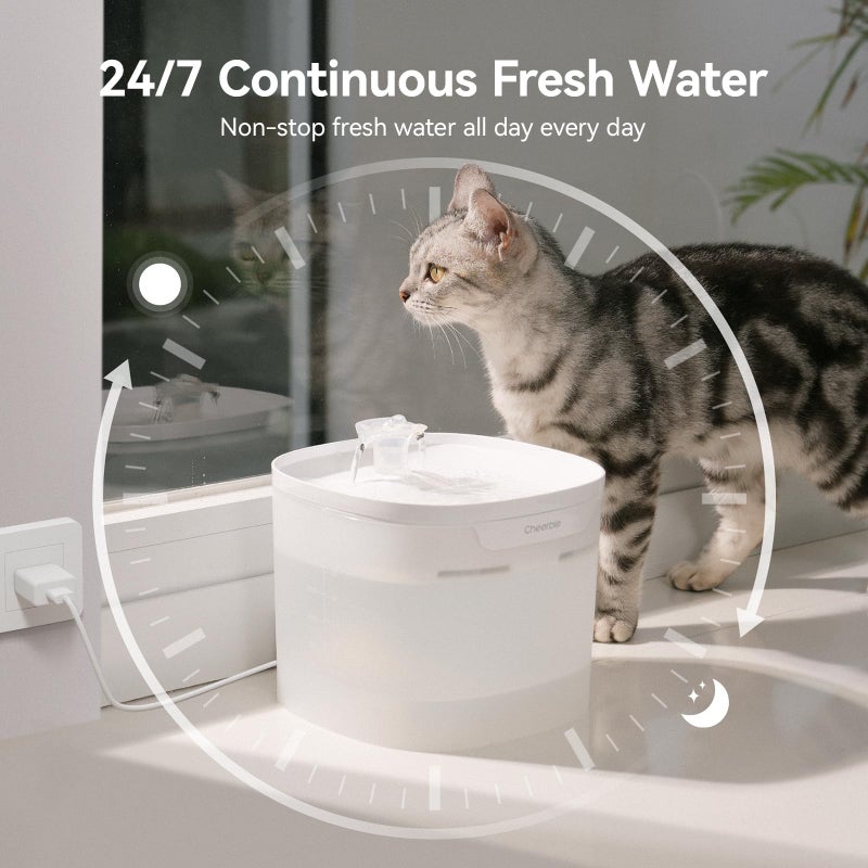 Cheerble Pumpless Cat Water Fountain, 2L/67oz Automatic Pet Fountain, Elfin E1 Lite Cat Fountain for Drinking, MagDriveâ„¢ Technology, Continuous Flow Mode, BPA-Free (White, E1 Lite) - Image 5