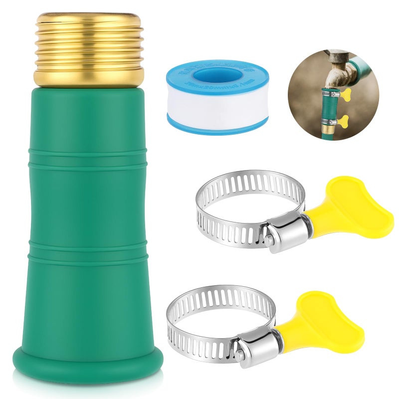 Innconee 1 Set Universal Faucet Water Hose Adapter with Clamps Fits 3/4" Thickened Rv Sink Hose Attachment Connector for Garden Kitchen Bathroom Damaged/stripped Faucet Threads or Threadless - Image 1