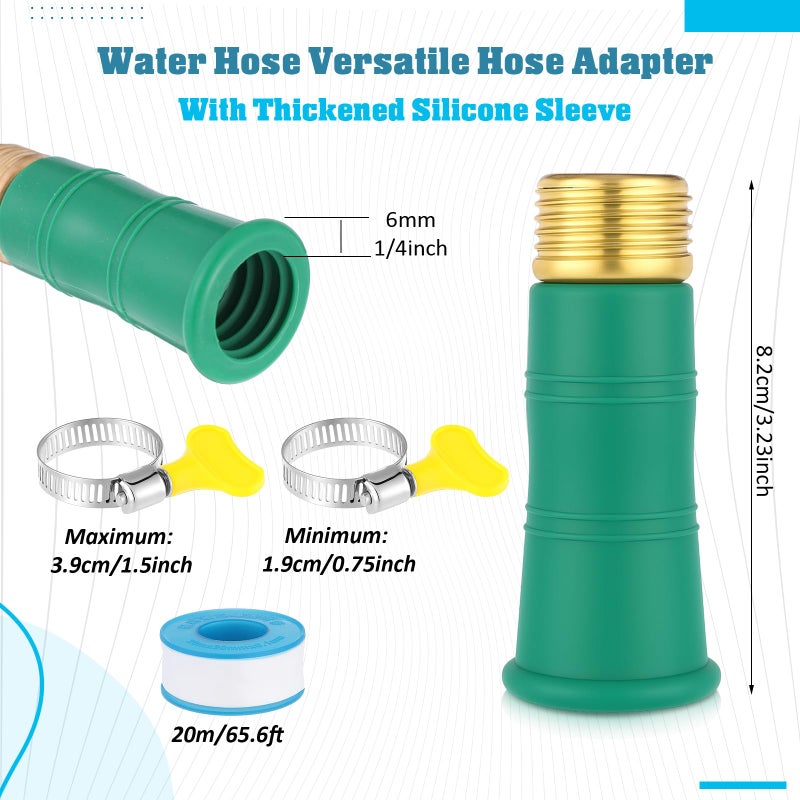 Innconee 1 Set Universal Faucet Water Hose Adapter with Clamps Fits 3/4" Thickened Rv Sink Hose Attachment Connector for Garden Kitchen Bathroom Damaged/stripped Faucet Threads or Threadless - Image 2