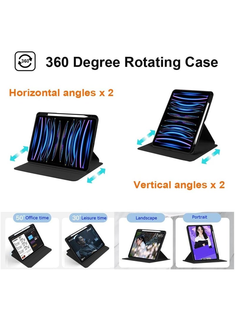 DUSALA Rotating Case for iPad Pro 12.9-Inch (2020), with Pencil Holder,360 Degree Rotation Protective Stand Slim Cover Clear Back, Auto Wake/Sleep (iPad Pro 12.9) - Image 3