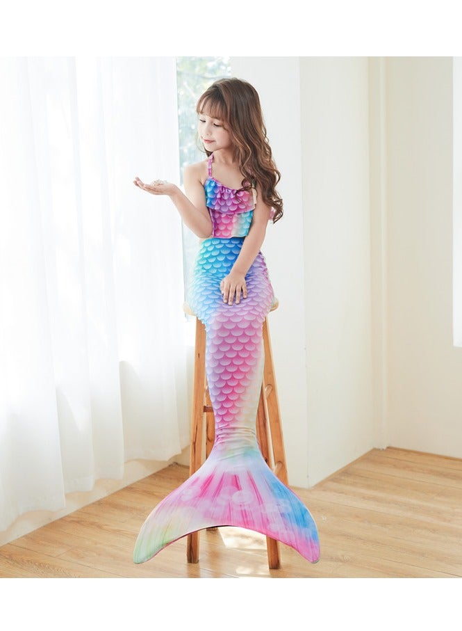 Generic Kids Mermaid Swimsuit Performance Three-Piece (jacket + shorts + tail) (jacket + shorts + tail)