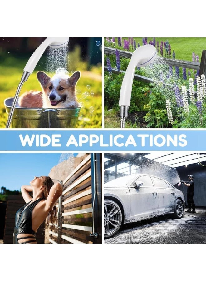 دش خارجي محمول - دش تخييم محمول قابل لإعادة الشحن مع رأسي دش مزدوجين وفلتر مدمج ومضخة مياه متعددة الاستخدامات للسفر والمشي لمسافات طويلة واستحمام الحيوانات الأليفة ورعاية الأطفال وغسيل السيارات - Image 5