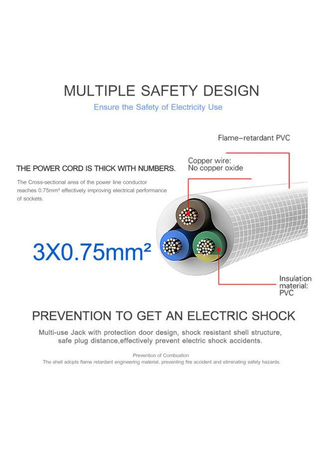 NIBEMINENT Multi-Outlet Power Strip White  - Image 2