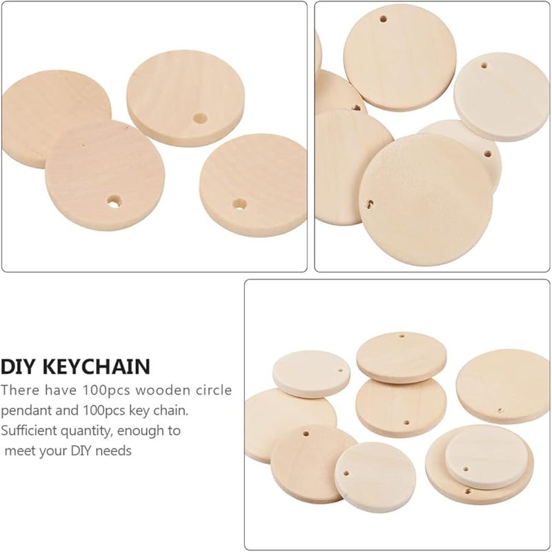 شرائح خشب الباسودا DIY طقم ميدالية مفاتيح حلقات فارغة لصنع المجوهرات - Image 3