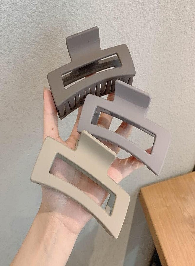 كرونيكس مجموعة مشابك شعر مستطيلة كبيرة من CHRONEX، 3 قطع، مانعة للانزلاق، للنساء، لون محايد، 4.1 بوصة، مشابك شعر كبيرة - Image 1