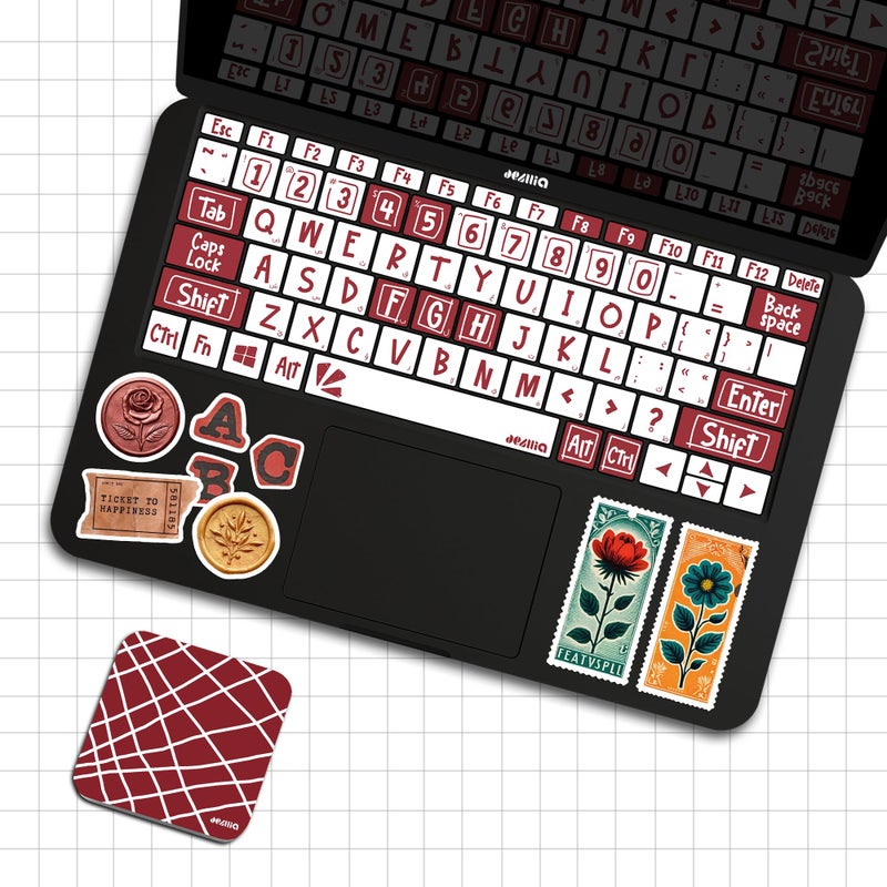 Keyboard stickers compatible with the majority of operating systems - Burgundy & White style - SK/12