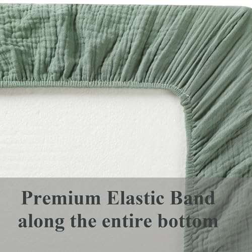 Fadacudan Muslin Bassinet Sheet Compatible with Maxi-COSI Iora,Swift Lightweight Portable Bassinet, AMKE Baby Bassinets, 2 Pack Cotton Stylish Boho Fitted Bassinet Sheets for Baby Roman Green & Botanical Leaf - Image 5