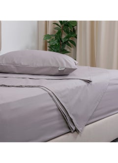 BedNHome Flat Bed Sheet Set, 100% Egyptian Cotton, 250Tc,  Gray ,2Pillowcases, 180X270Cm  - Image 1