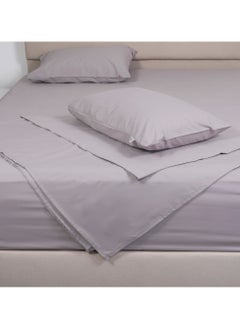 BedNHome Flat Bed Sheet Set, 100% Egyptian Cotton, 250Tc,  Gray ,2Pillowcases, 180X270Cm  - Image 2