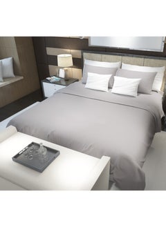 BedNHome Flat Bed Sheet Set, 100% Egyptian Cotton, 250Tc,  Gray ,2Pillowcases, 180X270Cm  - Image 3