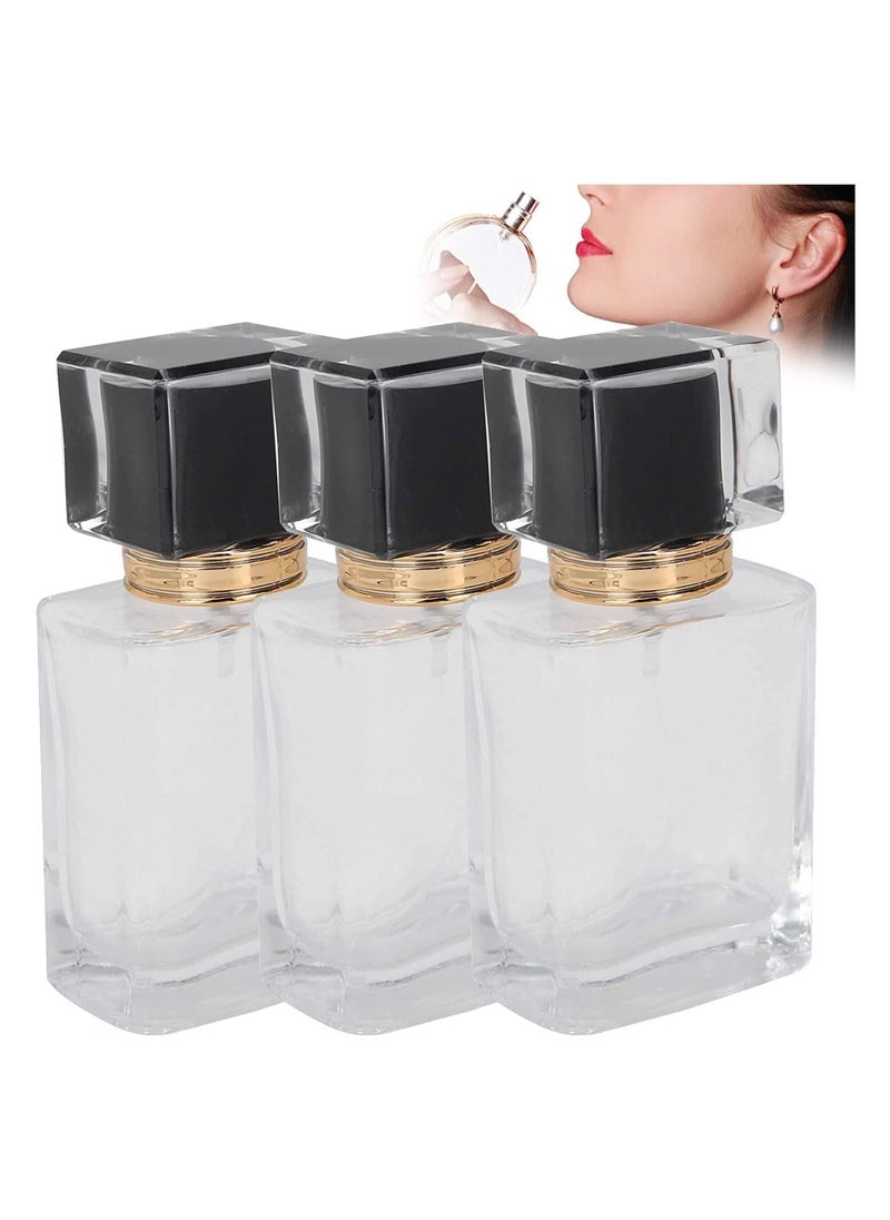 SYOSI - Spray Bottles, 3Pcs 50ml/1.69 Oz Square Empty Frosted Glass Spray Bottles Perfume Atomizer, Refillable Fine Mist Spray Empty Perfume Bottles, for Essential Oils, Makeup Toner Lotion (Clear) - Image 1