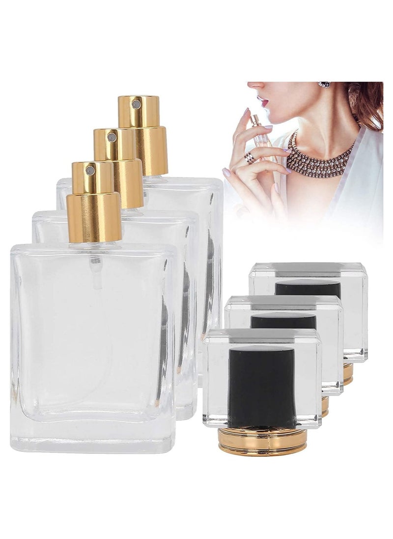 SYOSI - Spray Bottles, 3Pcs 50ml/1.69 Oz Square Empty Frosted Glass Spray Bottles Perfume Atomizer, Refillable Fine Mist Spray Empty Perfume Bottles, for Essential Oils, Makeup Toner Lotion (Clear) - Image 1