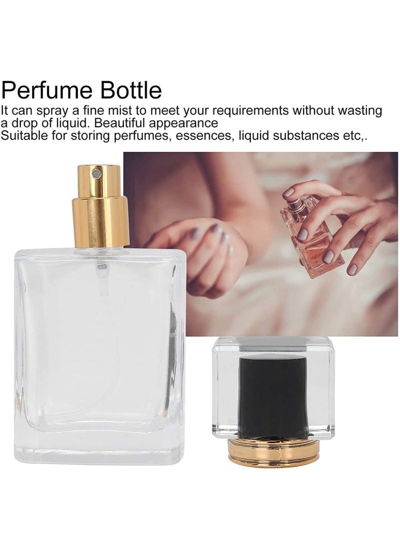 SYOSI - Spray Bottles, 3Pcs 50ml/1.69 Oz Square Empty Frosted Glass Spray Bottles Perfume Atomizer, Refillable Fine Mist Spray Empty Perfume Bottles, for Essential Oils, Makeup Toner Lotion (Clear) - Image 1
