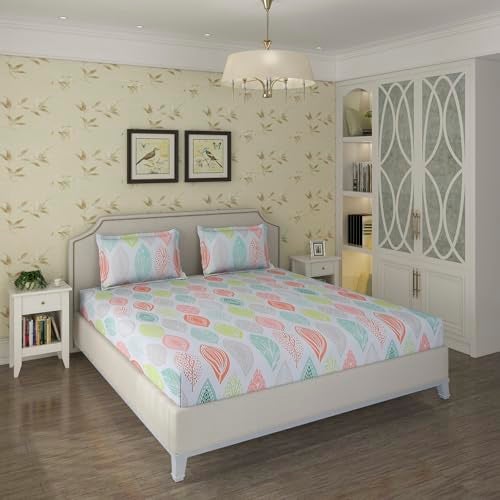 Status Contract Spring Premium Collection Cotton Rich Double Bedsheet with 2 Pillow Covers for Bed Room, Home, Hotel-120 GSM (Floral) - Image 2
