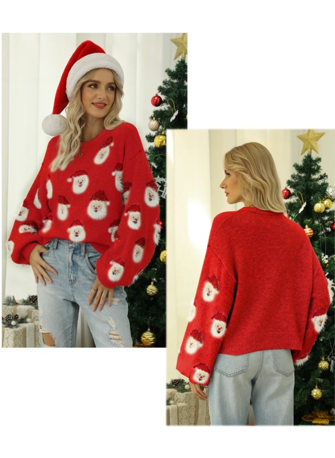 NIBEMINENT Winter Women's Knitting Christmas Sweaters Santa Claus Print Warm Soft Knitwear New Year's Costume Xmas Party Wear Pullover - Image 2