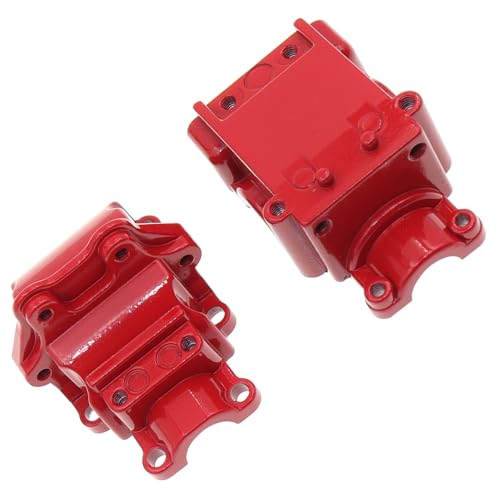 Treehobby 2PCS Metal Front and Rear Differential Gearboxes Housing Cover Compatible with WLtoys 1/14 144010 144001 144002 1/12 124016 124017 124018 124019 RC Car Upgrades Parts (Red) - Image 3